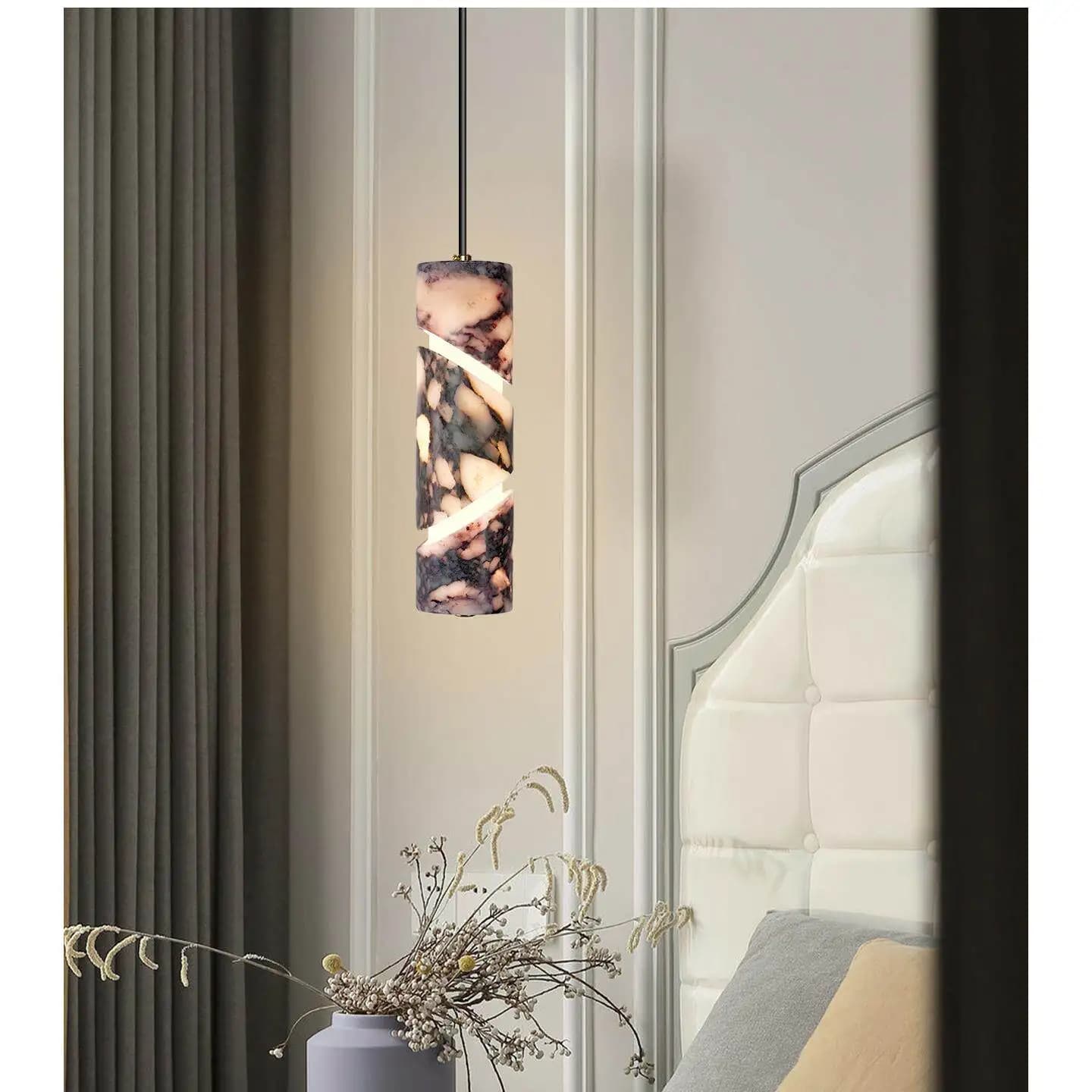 Lampe suspendue en marbre naturel, lampe LED de luxe à intensité variable pour salon, chambre à coucher, salle à manger, décoration de la maison, hôtel, cadeau
