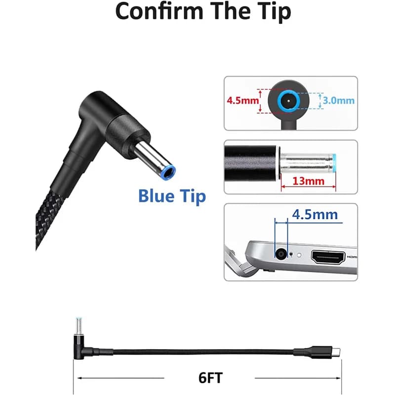 Adaptateur de câble de charge USB C vers ordinateur portable