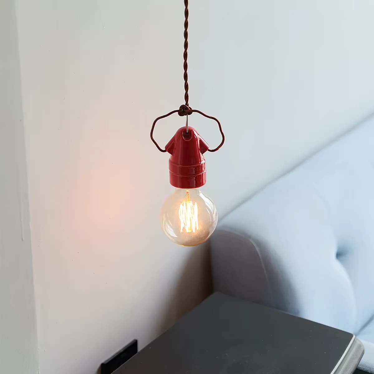 Lampe suspendue vintage en céramique pour chevet, lampe suspendue artistique à tête unique pour table de salle à manger, mini lampe suspendue créative et originale