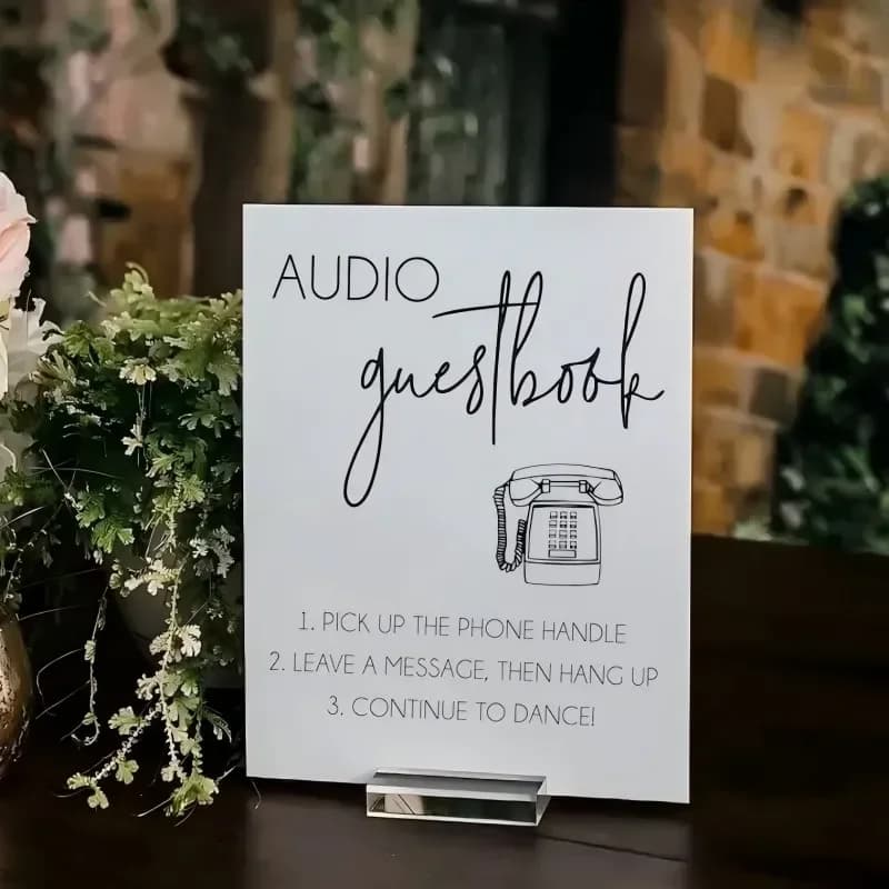 Livre d'or Audio, ramasser le téléphone, laisser un Message pour les nouveaux mariés, Look en verre transparent, signe de mariage en acrylique, livre d'or