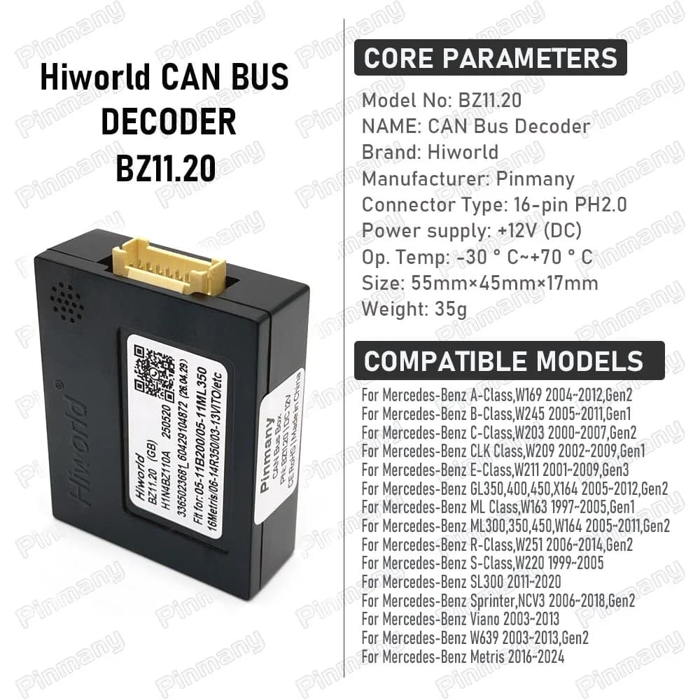 Boîtier de décodage du protocole CAN Bus pour Mercedes-Benz W169 W245 W203 W209 W211 X164 W163 W164 W251 W220 SL300 Sprinter Viano Vito Metris