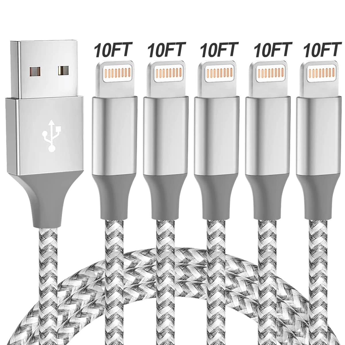 [Certifié MFi] câble de charge rapide USB-A vers Lightning 10 pieds cordon de chargeur en Nylon pour iPhone 14 13 12/pro/Max XR 8 7 6 SE iPadmini
