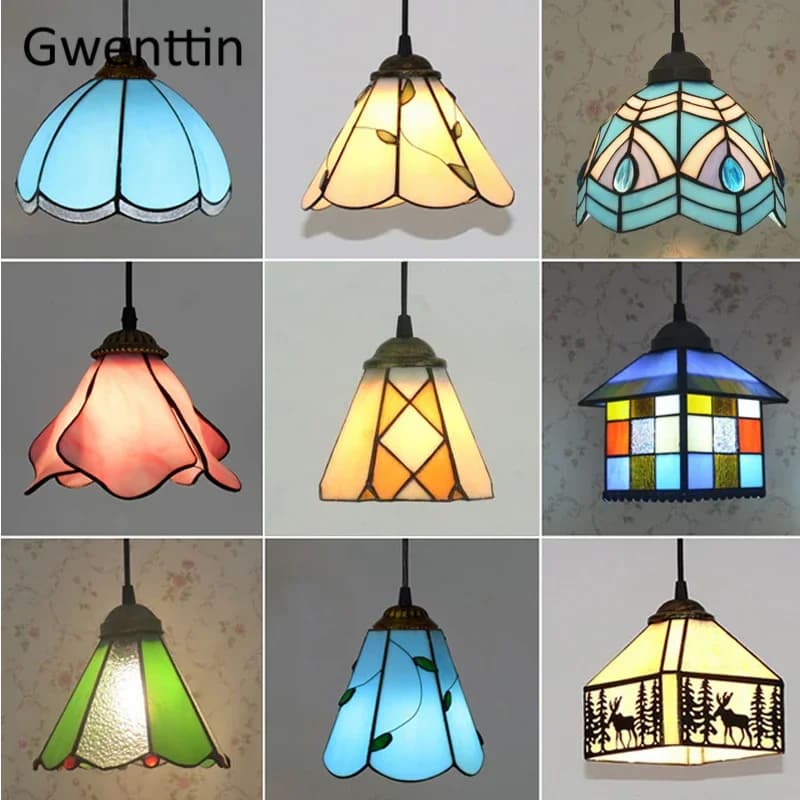 Lampe suspendue en forme de Tiffany, style méditerranéen, luminaire décoratif d'intérieur, luminaire décoratif d'intérieur, idéal pour un Loft, une salle à manger, une chambre à coucher