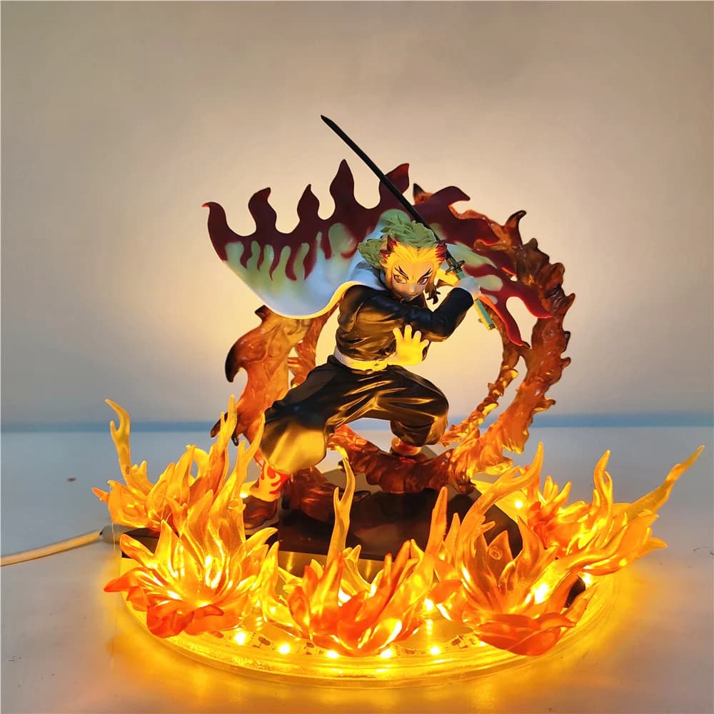 Démon Slayer Anime Rengoku Kyoujurou lampe à LED ampoule figurines modèle Figurine Figure & Base & lampe bricolage décoration jouets