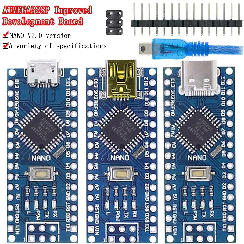 Mini/type-c/Micro USB Nano 3.0 avec contrôleur Nano compatible avec chargeur de démarrage pour pilote USB arduino CH340 16Mhz ATMEGA328P