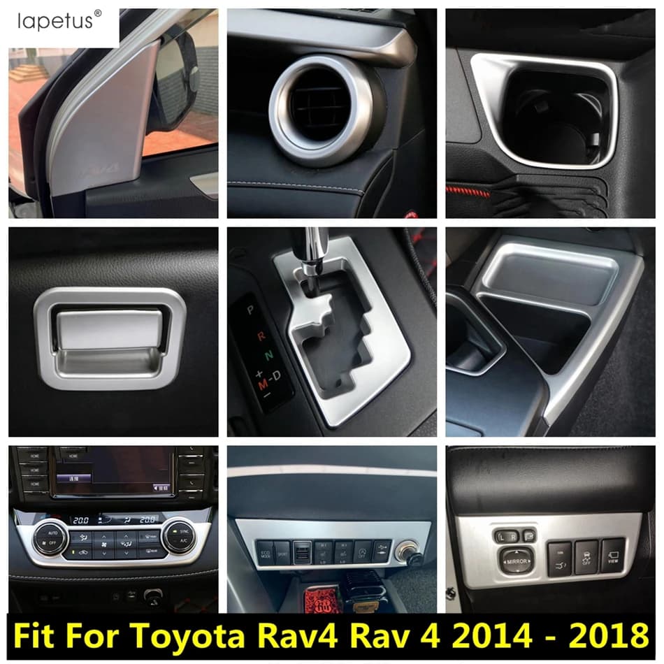 Couvercle de panneau d'air AC pour Toyota Rav4, lève-vitre de voiture, frein à main, commande centrale, garniture intérieure, accessoires, 2014 - 2018