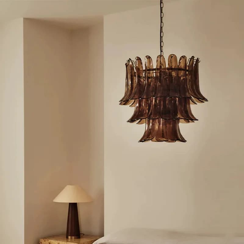 Lustre de branche en laiton de luxe, Lustre d'abat-jour en verre fer à cheval de Murano, lampe suspendue à intensité variable pour hôtel, luminaire pour plafonds