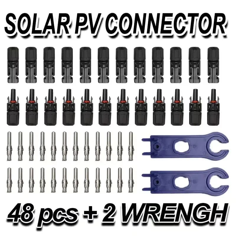 Kit de 48 connecteurs de panneaux solaires (mâle et femelle) avec 2 clés, compatible avec les fils solaires de 2,5/4/6 mm² pour les installations de panneaux solaires et photovoltaïques