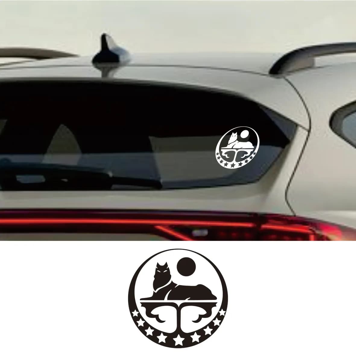 Autocollant de voiture drôle en vinyle, diverses tailles, loup de Tchétchénie, blanc/noir, pour décoration de voiture