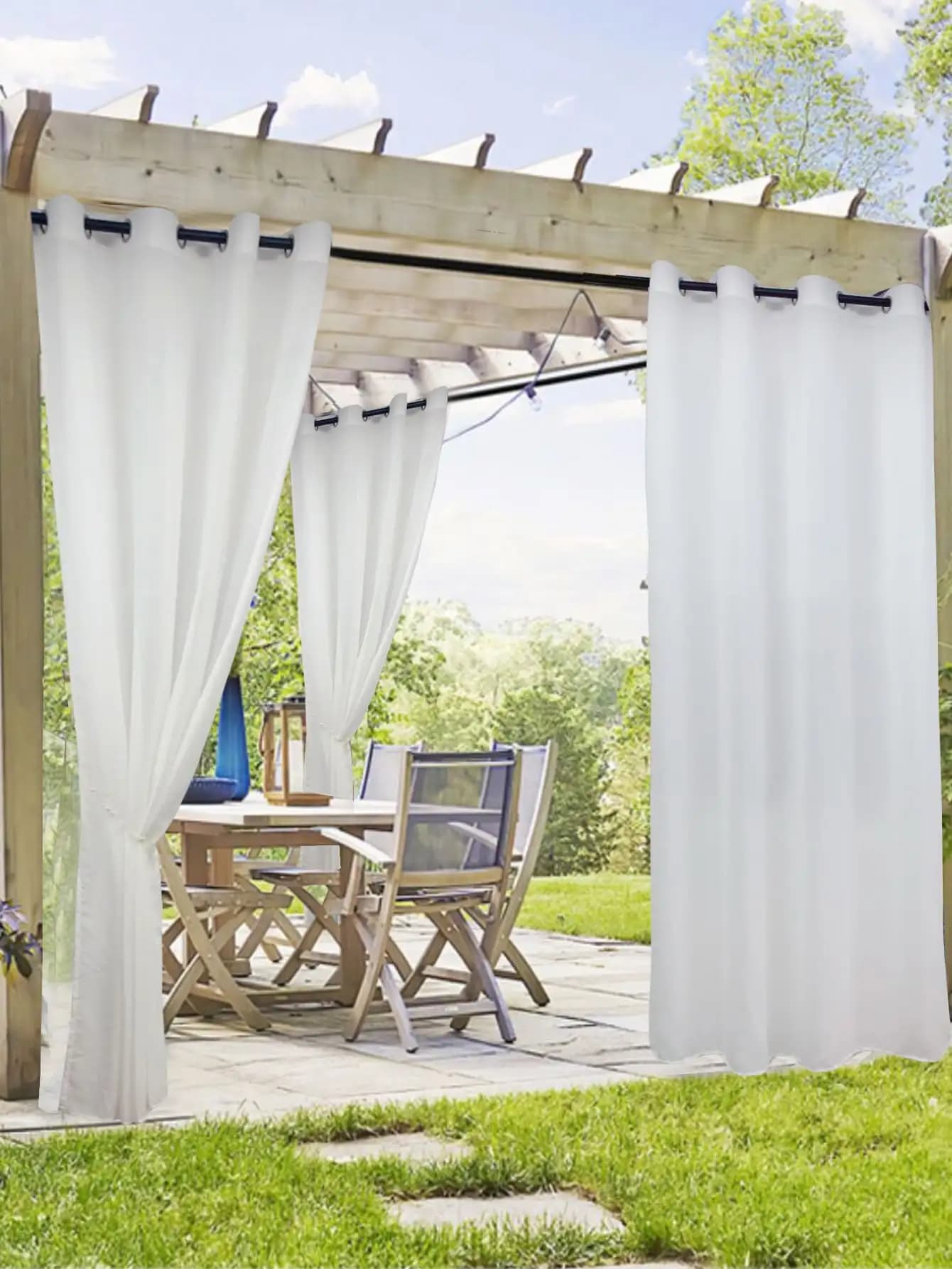 Panneaux de Rideaux Transparents Imperméables pour le Jardin, Rideaux de Confidentialité Intérieurs et Extérieurs