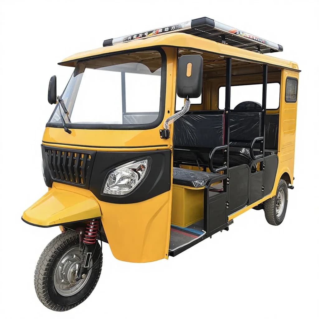 Tuk-tuk électrique fermé à 9 places avec panneaux solaires