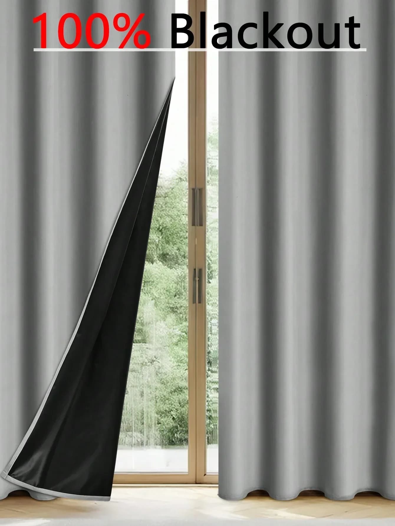 Rideaux occultants 100 % solides à 1 panneau avec œillets, rideaux pour une intimité totale pour chambre à coucher, salon, décoration intérieure, rideau léger