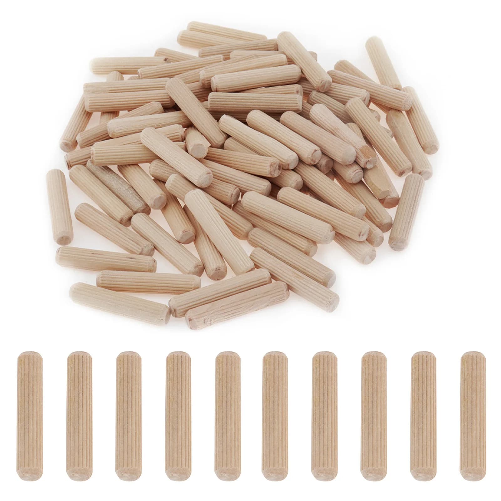 100 pièces chevilles en bois bouchons rainurés en bois dur meubles menuiserie rainuré cheville artisanat pour rainuré cannelé, chevilles en bois