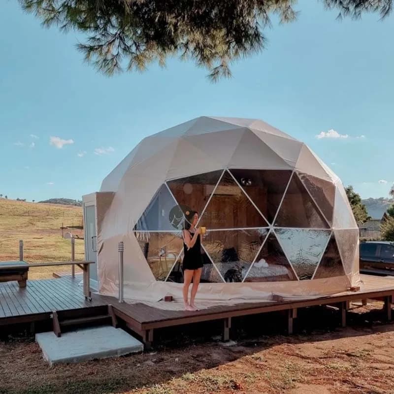 Dôme de glamping de luxe pour hôtel extérieur quatre saisons, tente en tissu PVC, maison dôme 1 chambre pour camping et resort