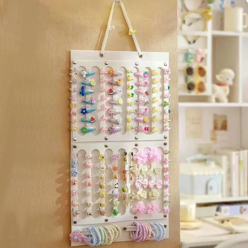 Organisateur mural suspendu pour accessoires capillaires : rangement pour nœuds, pinces, élastiques et lunettes