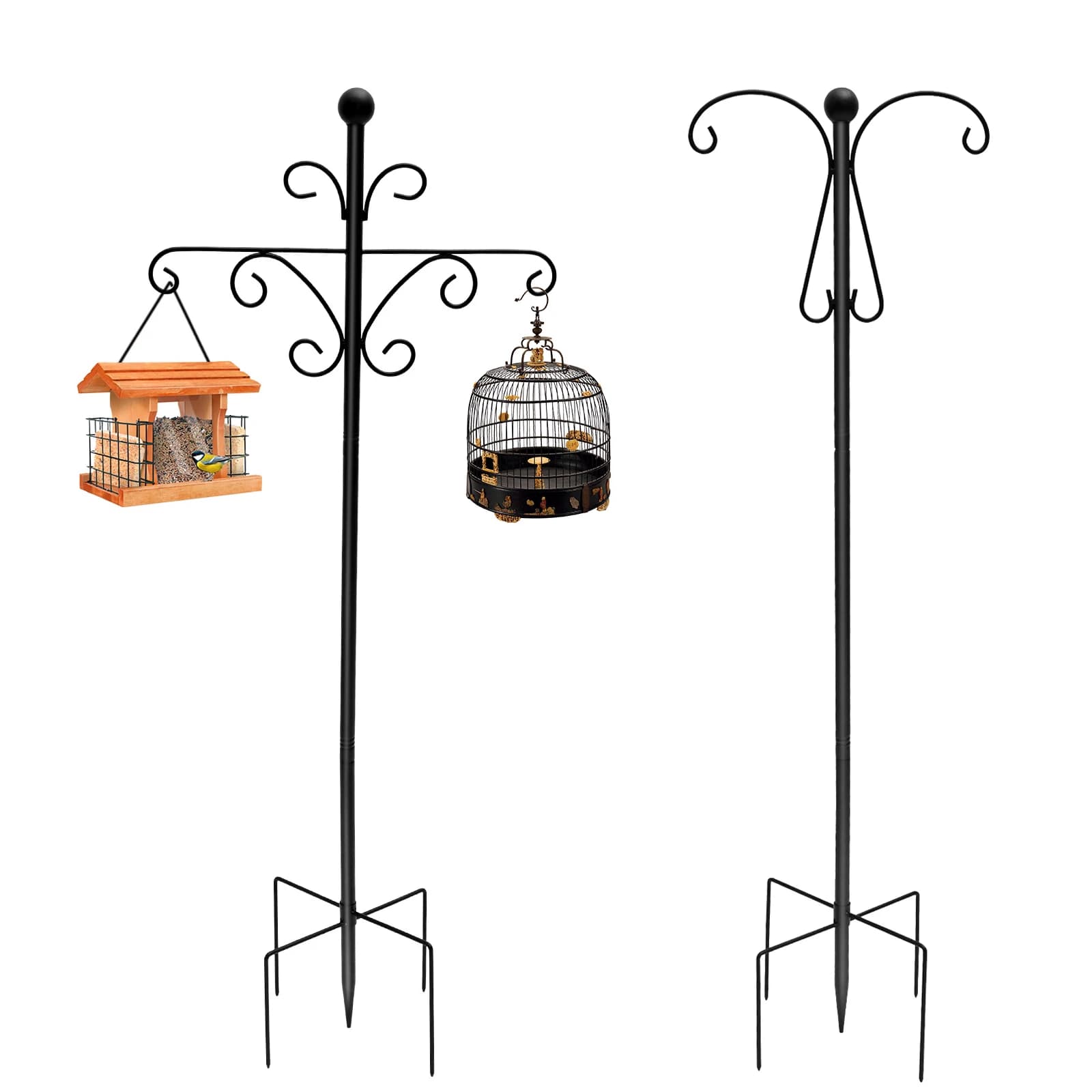 Double crochets de berger 80-176cm, crochet réglable pour plantes d'extérieur, décoration de jardin, lumières solaires de pelouse, crochet pour mangeoires d'oiseaux