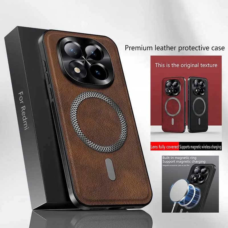 Étui de téléphone en cuir avec charge magnétique sans fil haut de gamme pour Redmi Note 15 14 13 Pro Plus et Redmi Note 12 Pro