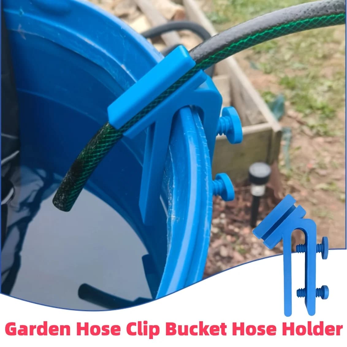 Clip de fixation pour seau et tuyau d'arrosage, un accessoire pratique conçu spécifiquement pour l'arrosage du jardin, libérant les mains