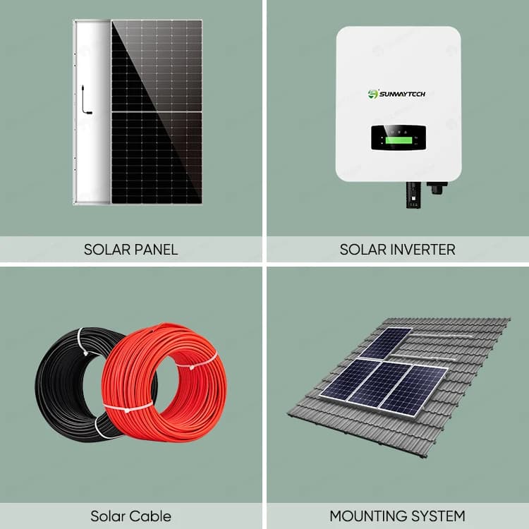 Système d'énergie solaire connecté au réseau 10 kW pour maison, panneaux solaires connectés au réseau 10000 W