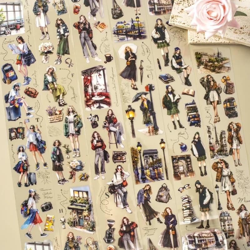 1 rouleau/2 rouleau de ruban adhésif PET, série de voyage de Paris de Luna, thème de voyage, Collage de paysage, décoration originale 60mm x 2m
