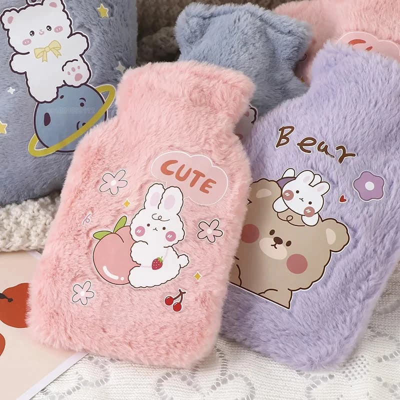 500ML bouteille d'eau chaude douce hiver chauffe-mains mignon Kawaii bouteille d'eau pour les filles Portable taille main lit bouteilles chaudes