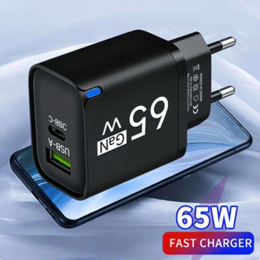 Chargeur USB 65W à charge rapide, Type C, adaptateur mural pour téléphone portable, pour iPhone Honor Xiaomi Huawei Samsung Oneplus
