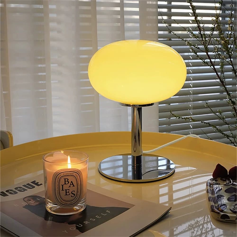 Lampe de Table sucette lampe en verre crème médiévale salon chambre étude atmosphère Simple rétro lampe sur pied en verre décor à la maison