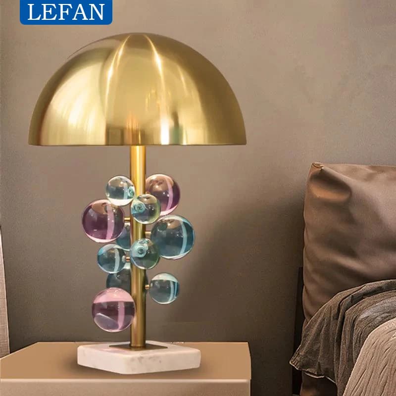 Lampe de table créative moderne de style italien, lampe de lecture à boule de verre colorée pour salon, chambre à coucher, éclairage décoratif pour la maison