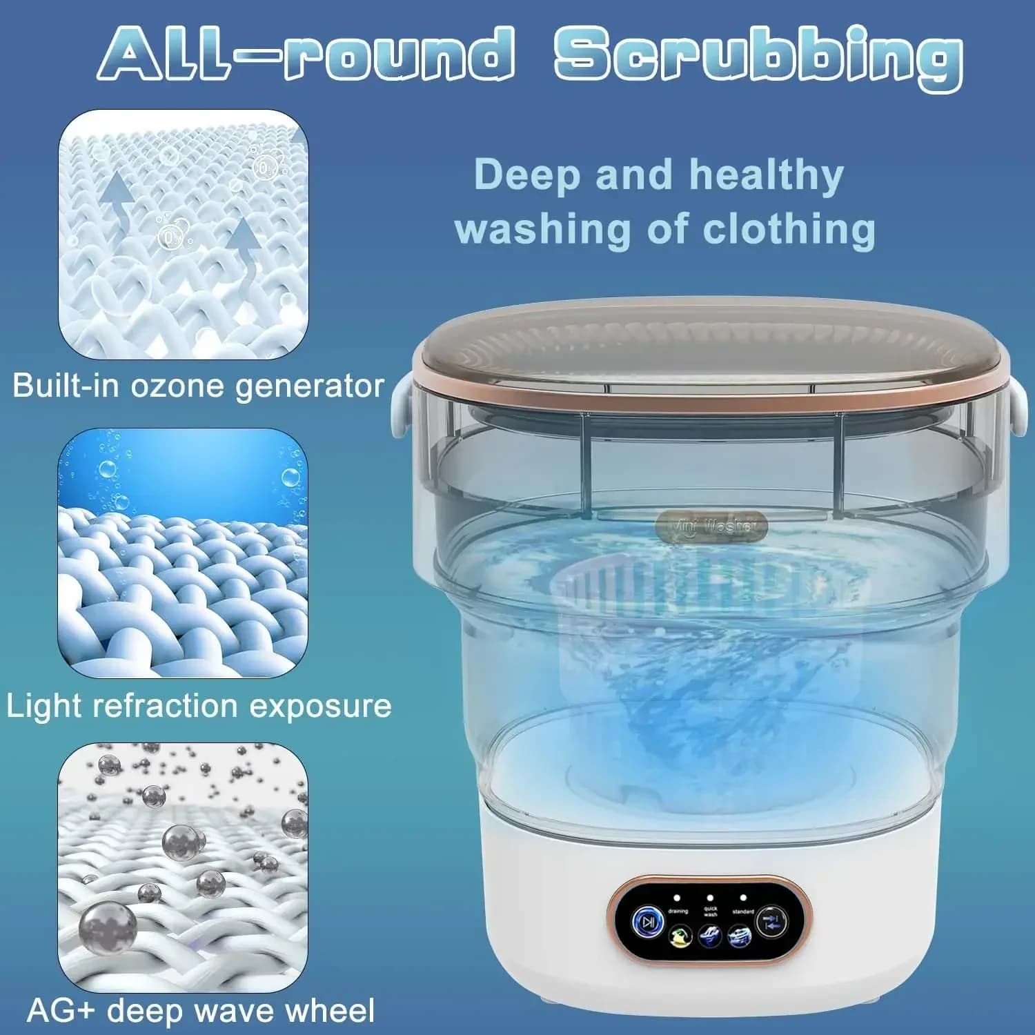 Petit sèche-linge portable avec essorage, lave-linge pliable, machine à laver, chaussettes de voyage, sous-vêtements, culottes, appartement, 15l