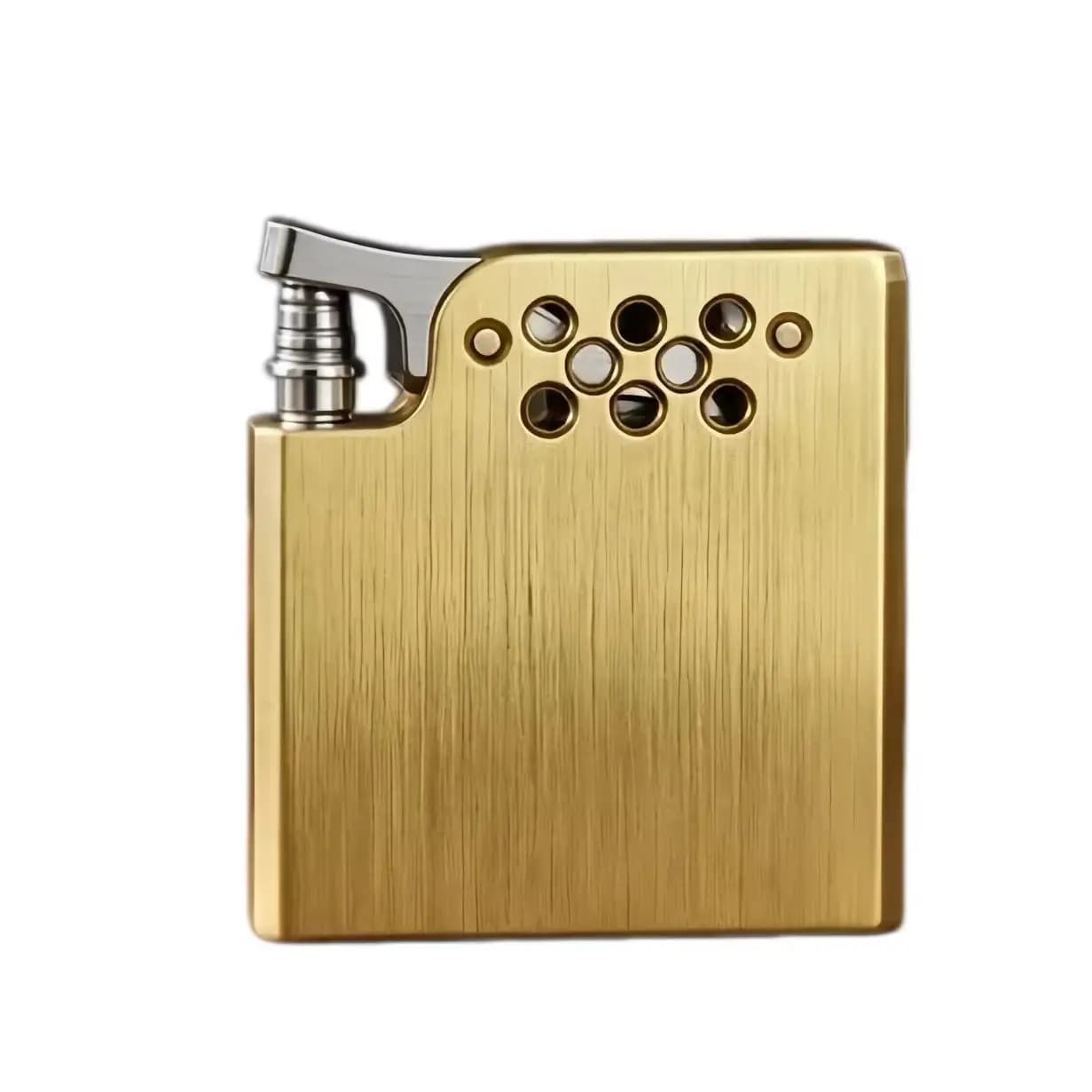 Nouveau Briquet à Kérène en Laiton à Allumage par Pression, Briquet Pompe à Huile Vintage Mécanique Classique Rétro Coupe-Vent à Essence de Poche