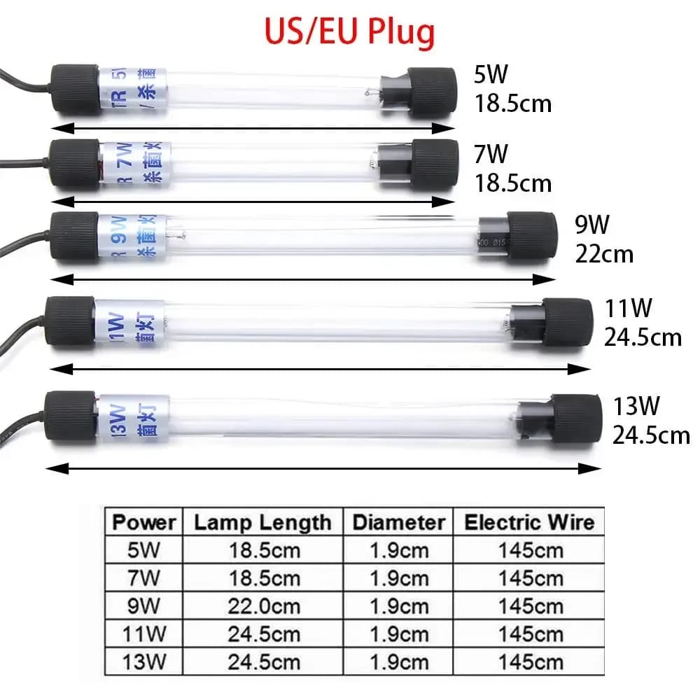 Nouvelle lampe UV submersible étanche 110V/220V pour aquarium et bassin, stérilisateur UV