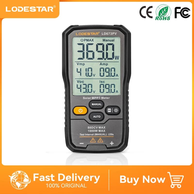 LODESTAR LD673PV Plus traqueur solaire photovoltaïque testeur de puissance maximale 1000W 2000W traqueur de panneaux photovoltaïques voc Multi testeur