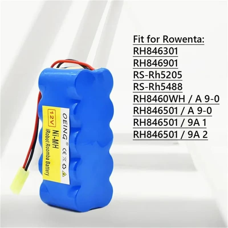 Batterie rechargeable 12 V SC Ni-MH 6000 mAh pour Rowenta, robot aspirateur, 12 V, RH5488, RH 846301 , RH 846901 , RS-Rh5205