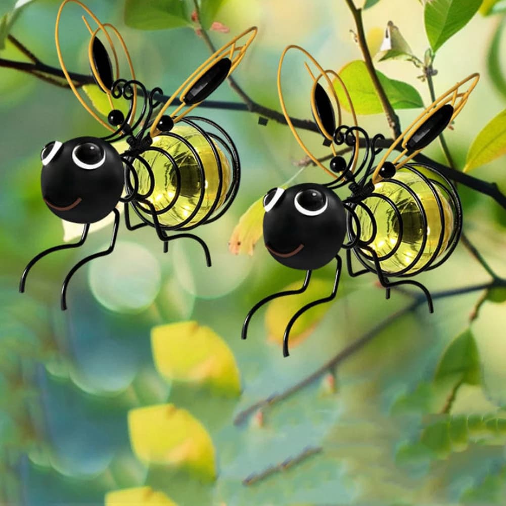 Lampe LED suspendue en forme d'animaux volants, artisanat en fer peint, lumière solaire décorative pour jardin, balcon, porche