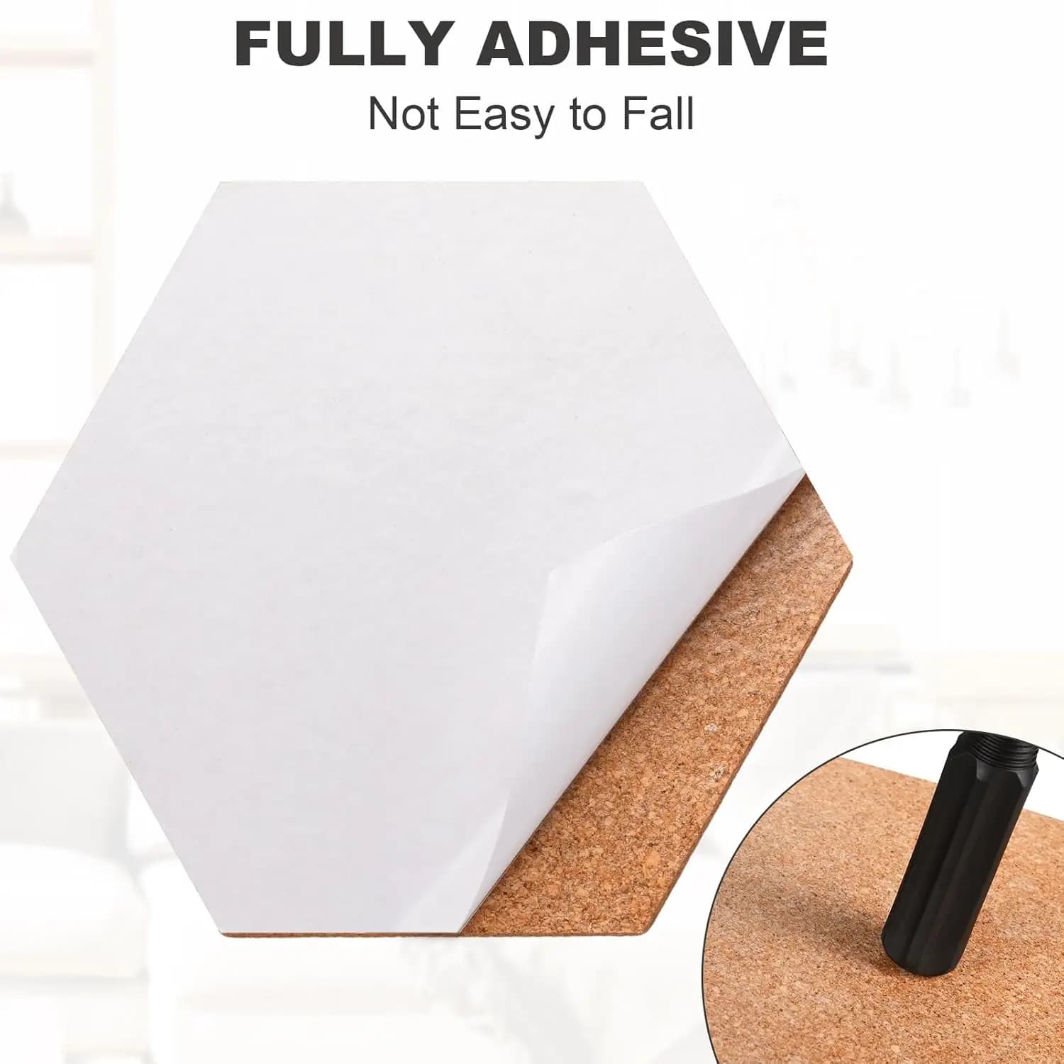 3/6 panneaux hexagonaux en liège – Panneaux en liège autocollants, adaptés à la décoration murale, au bureau à domicile, à la décoration scolaire, aux tableaux mémo et aux présentoirs photo