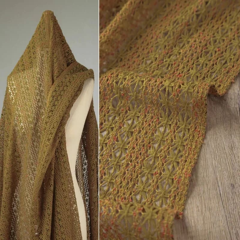Crochet fleur creux avec tout tissu pour bricolage, style ethnique, micro fil élastique, maille cardigan, vêtements grill, matériau polyester