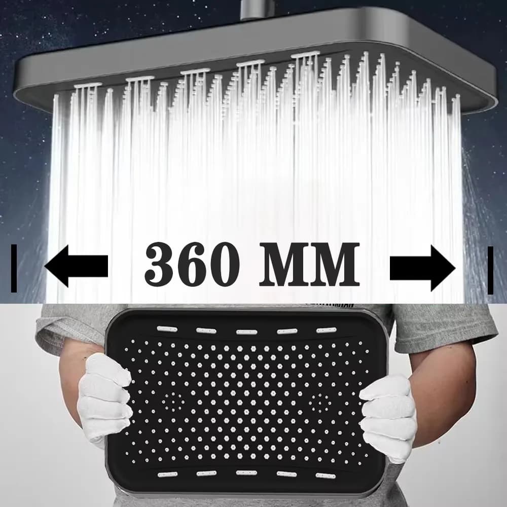 Pommeau de douche à grand panneau, 14 pouces, 36CM, grand débit, pulvérisateur supérieur haute pression, supercharge, accessoires de salle de bains, nouveauté