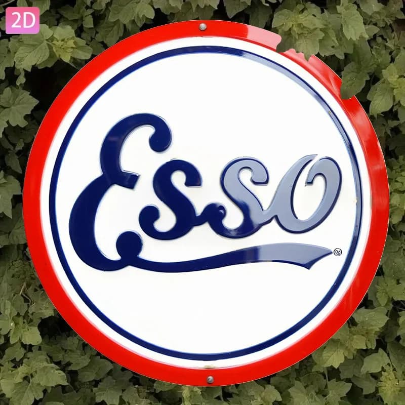 Panneau de pompe Esso plat 2D Vintage, décor mural en métal rétro en aluminium avec Logo rouge et bleu, Ga automobile résistant aux intempéries
