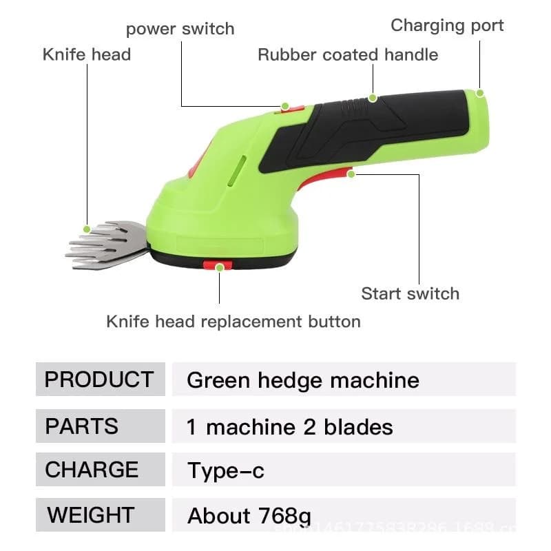Taille-haie électrique sans fil à double usage avec batterie au lithium rechargeable 21V pour le jardinage DIY