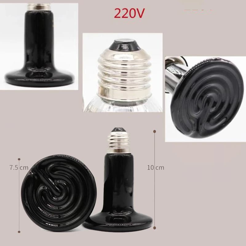 Lampe chauffante infrarouge pour animaux de compagnie, ampoule en céramique 220V, couveuse, poulets, Reptiles, 50W 75W 100W 150W 200W, Kit avec support à clipser