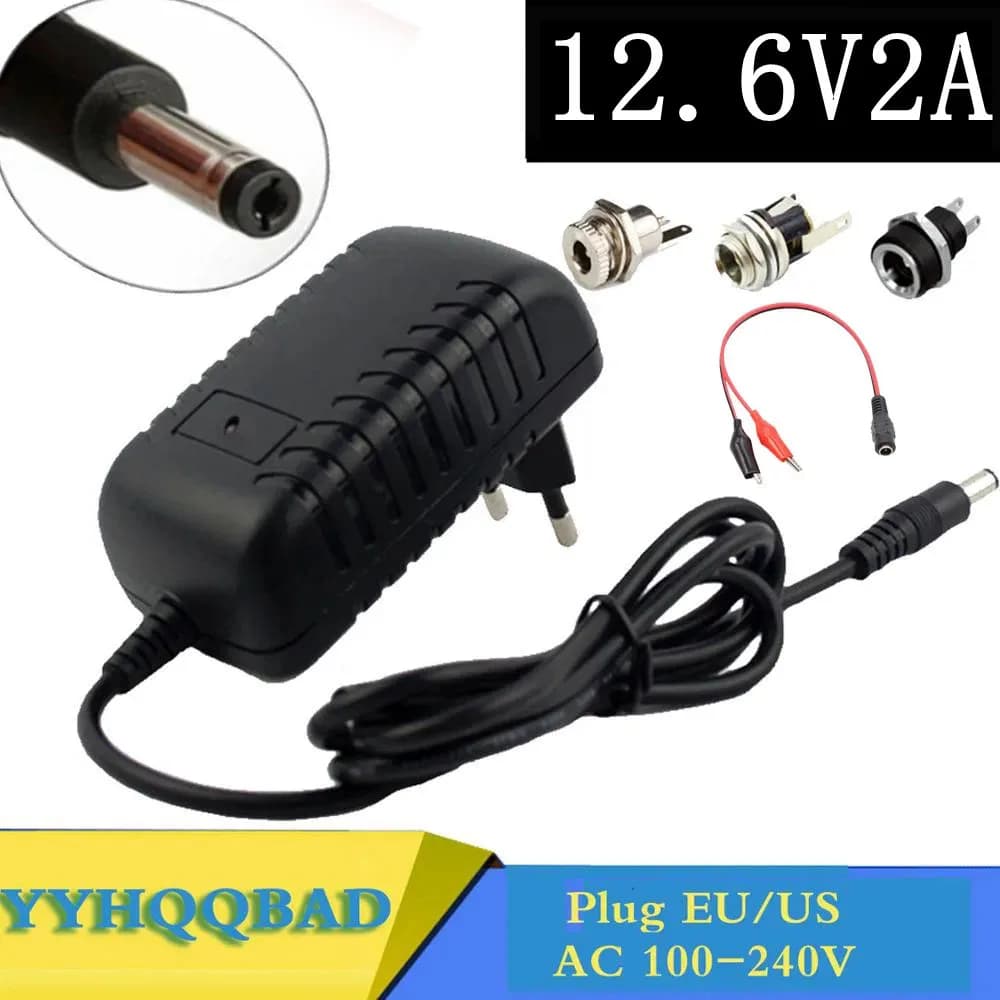 Chargeur de batterie au Lithium 12.6V 2A 18650 pour batterie Li-ion 12V série 3, chargeur intelligent polymère 18650 batterie 5.5mm x 2.1mm DC