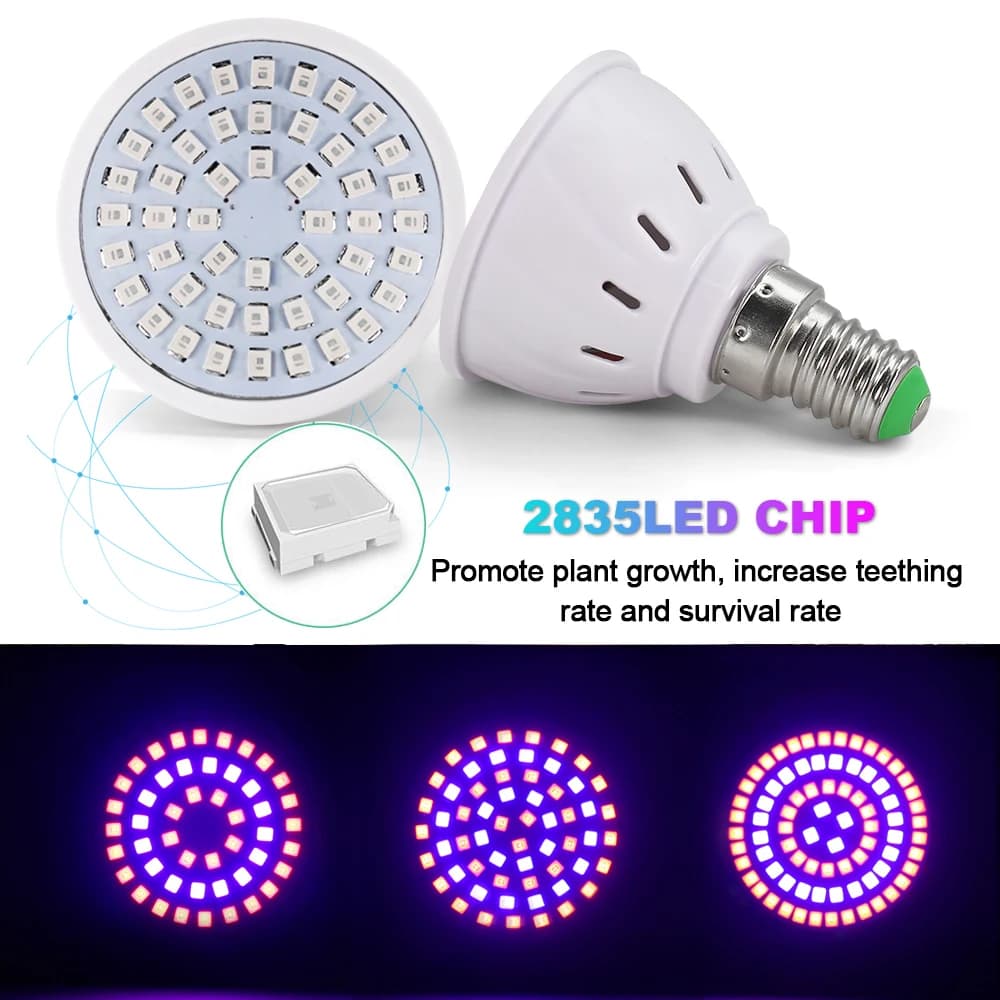 LED élèvent l'ampoule AC 220 V E27 E14 GU10 MR16 lampes ampoule serre hydroponique Phyto lampe pour plante spectre complet graines éclairage