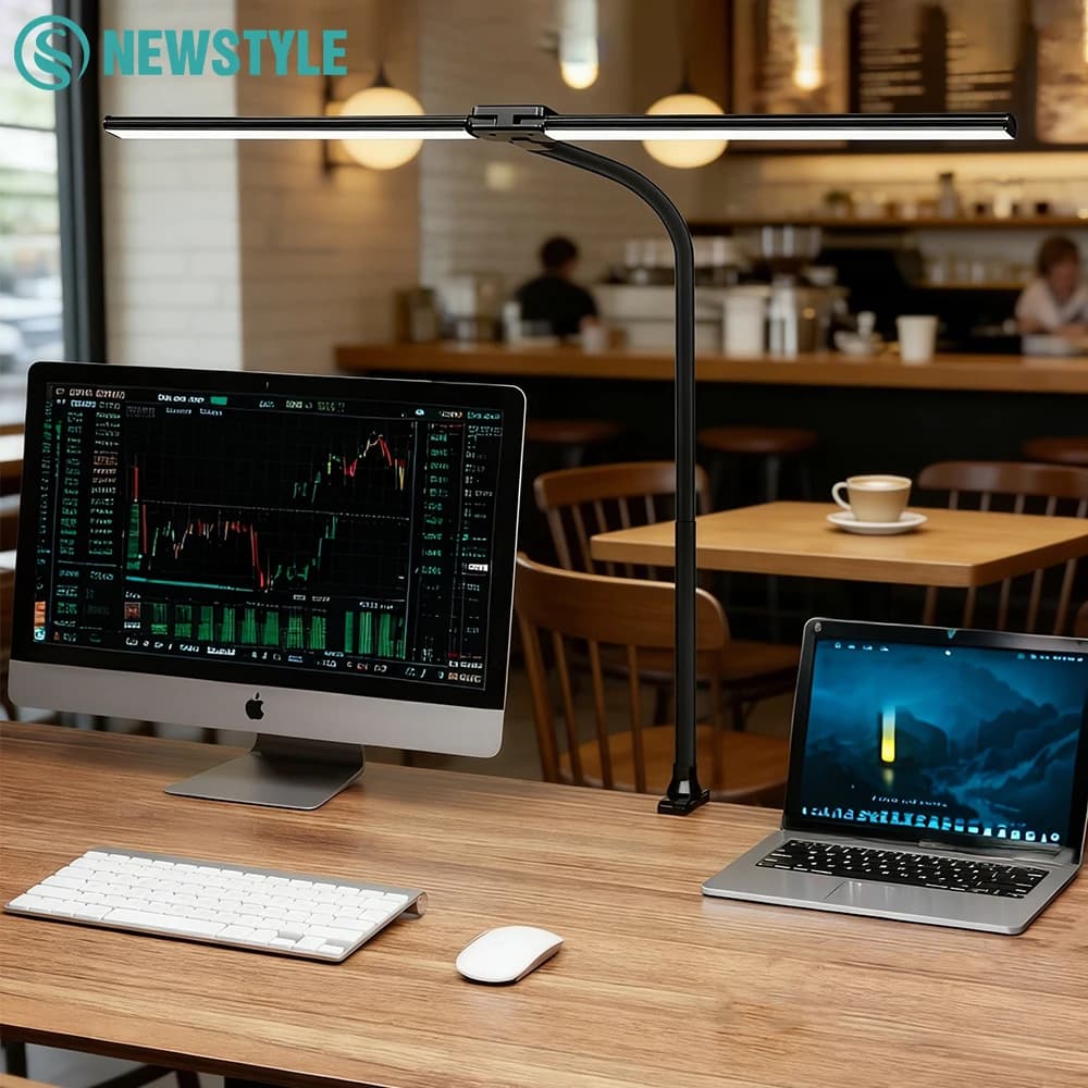 Lampe de bureau à pince LED à tête simple, double ou triple, à intensité variable, USB, pour la protection des yeux, lampe de table d'architecte, lumière pour écran d'ordinateur, pour le bureau et la 