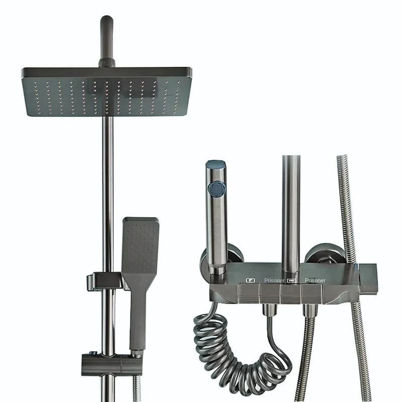 Système de douche HOShower en aluminium HOF/05, ensemble de pommeau de douche avec bouton de piano