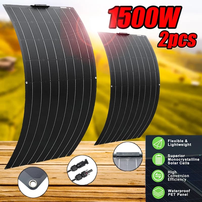1500W3000WSolar Panel1000W2000W solaire haute efficacité Portable batterie externe charge Flexible cellules solaires extérieures pour la maison/Camping