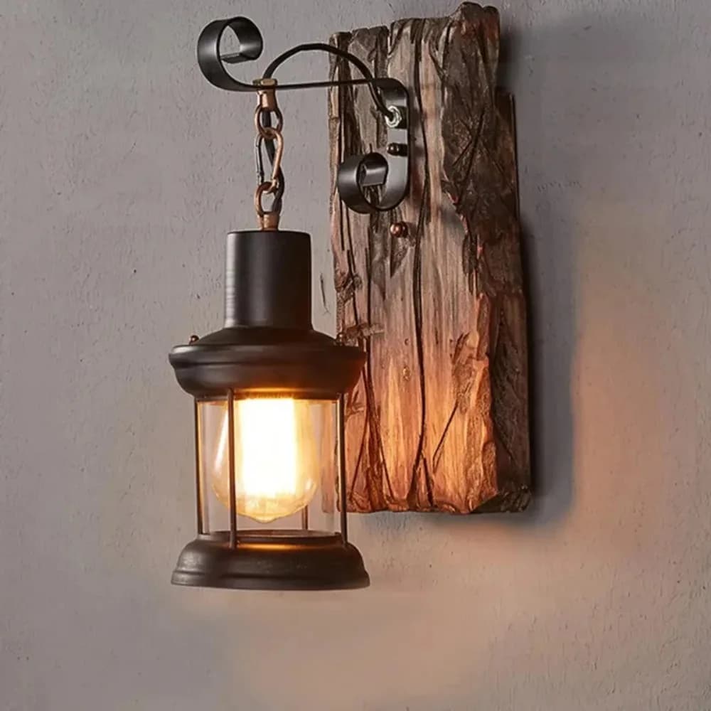 Applique Murale Industrielle Vintage en Bois