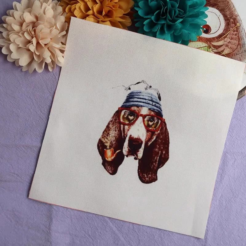 Impression numérique d'animaux de dessin animé, tissu de toile fine, coton, lin, bricolage, patchwork fait à la main, peinture teinte à la main, 20x20cm