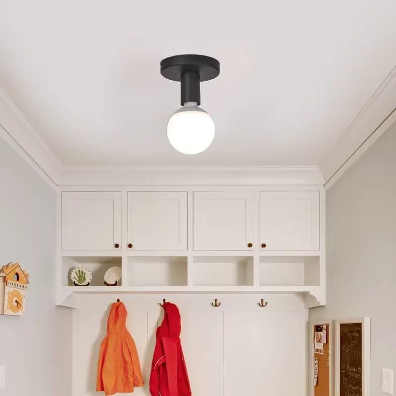 Base de lampe E27 noir/blanc, lampe décorative en fer, style nordique rétro moderne, pour salon, chambre à coucher, salle de bain, lampe de plafond, support de lampe murale