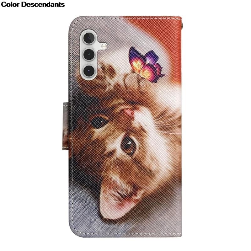 Étui portefeuille S25 Ultra pour Samsung Galaxy A26 A16 17 A36 A56 A06 A05S A35 A55 A25 S25+ Coque arrière à rabat en cuir 3D motif chat