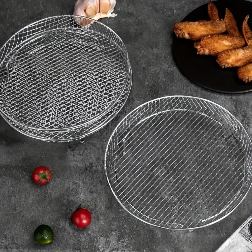 Accessoire pour friteuse à air en acier inoxydable, lot de 3 supports pour friteuse à air, grille de cuisson vapeur et grillade, grille de séchage, grille de cuisine empilable